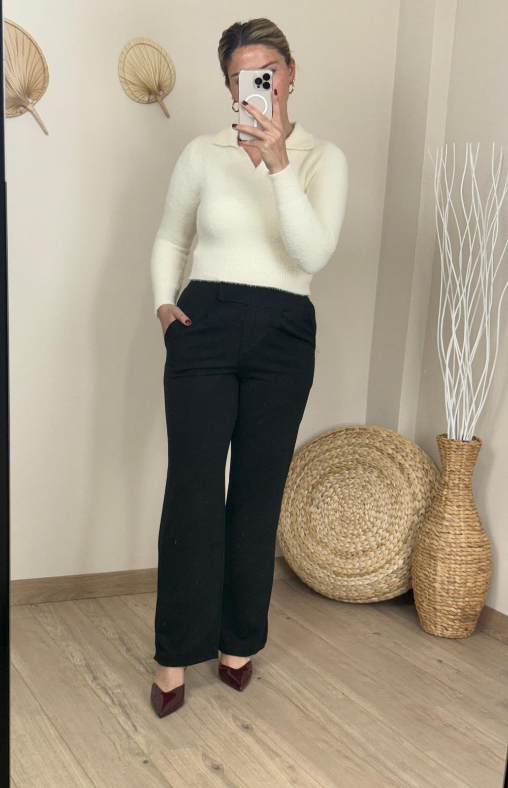 BELİ LASTİKLİ SİYAH PALAZZO PANTOLONPANTOLON