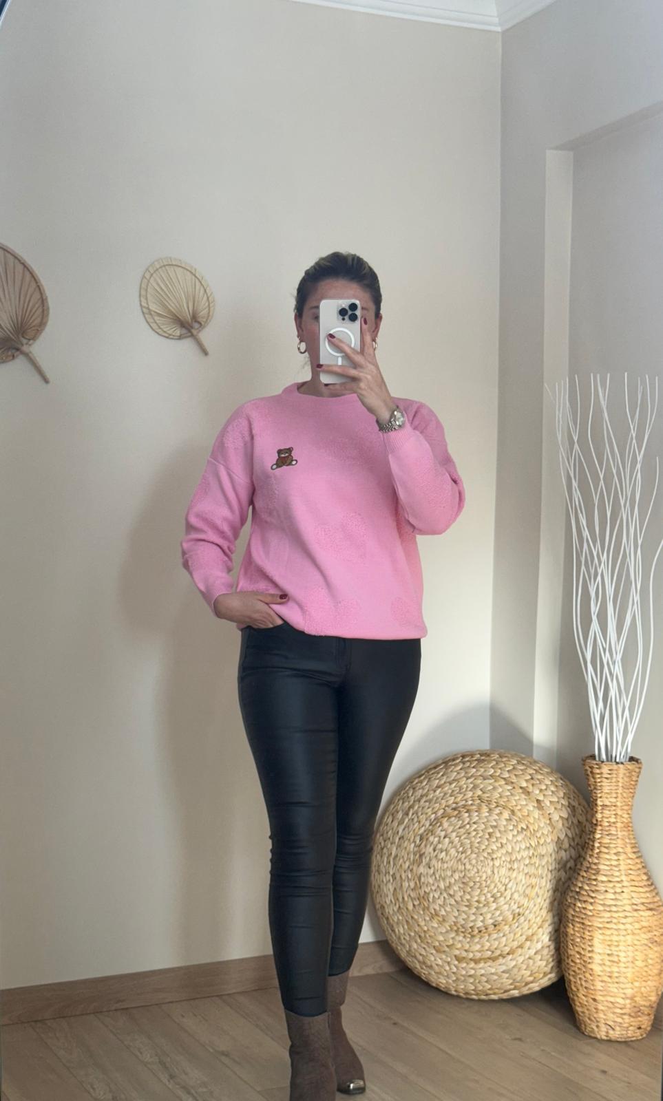 KALPLİ AYICIK DESENLİ TUNİC PEMBE KAZAKKAZAK
