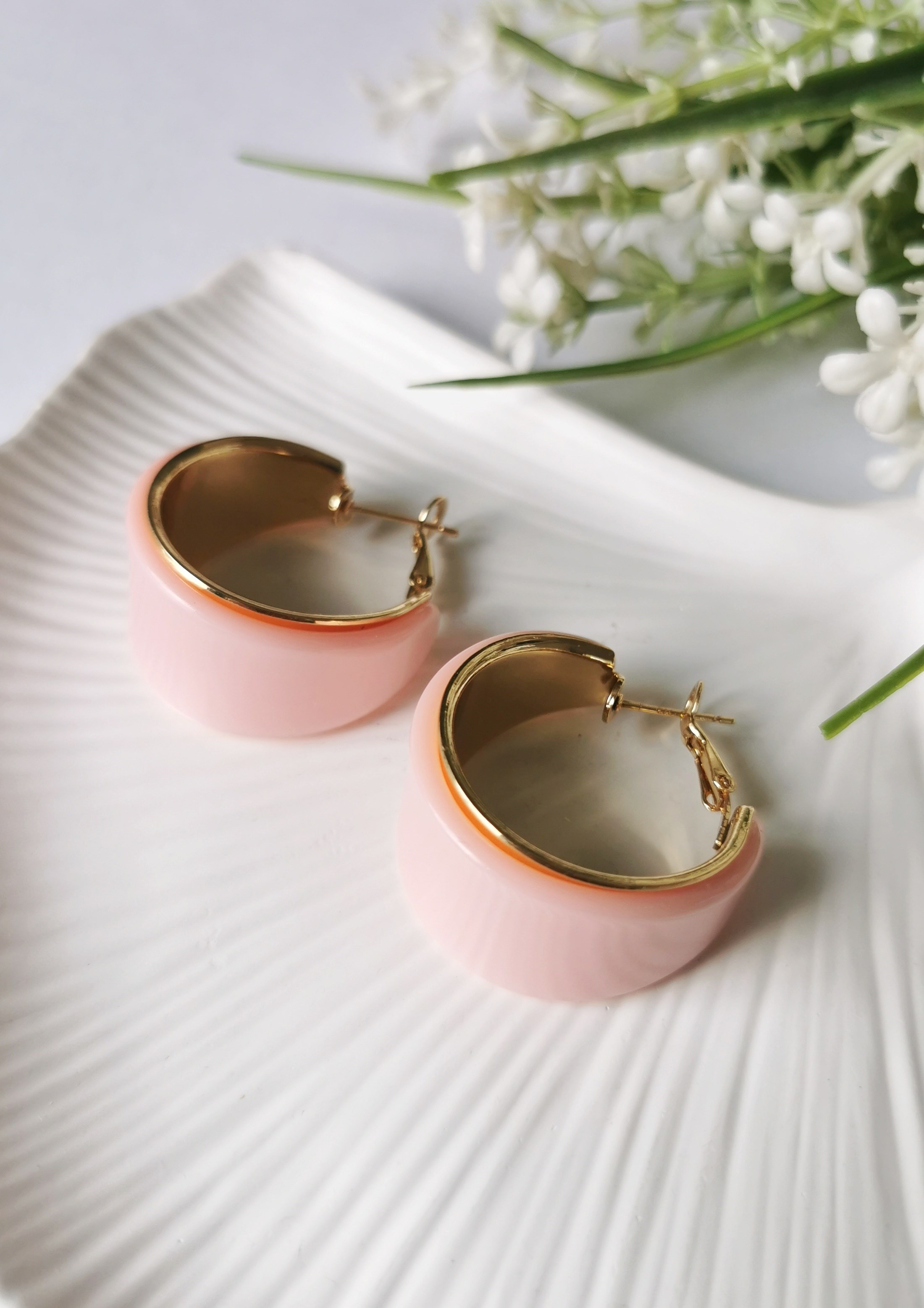 Geniş Halka Çelik Küpe Çap 3. cm – Pembe