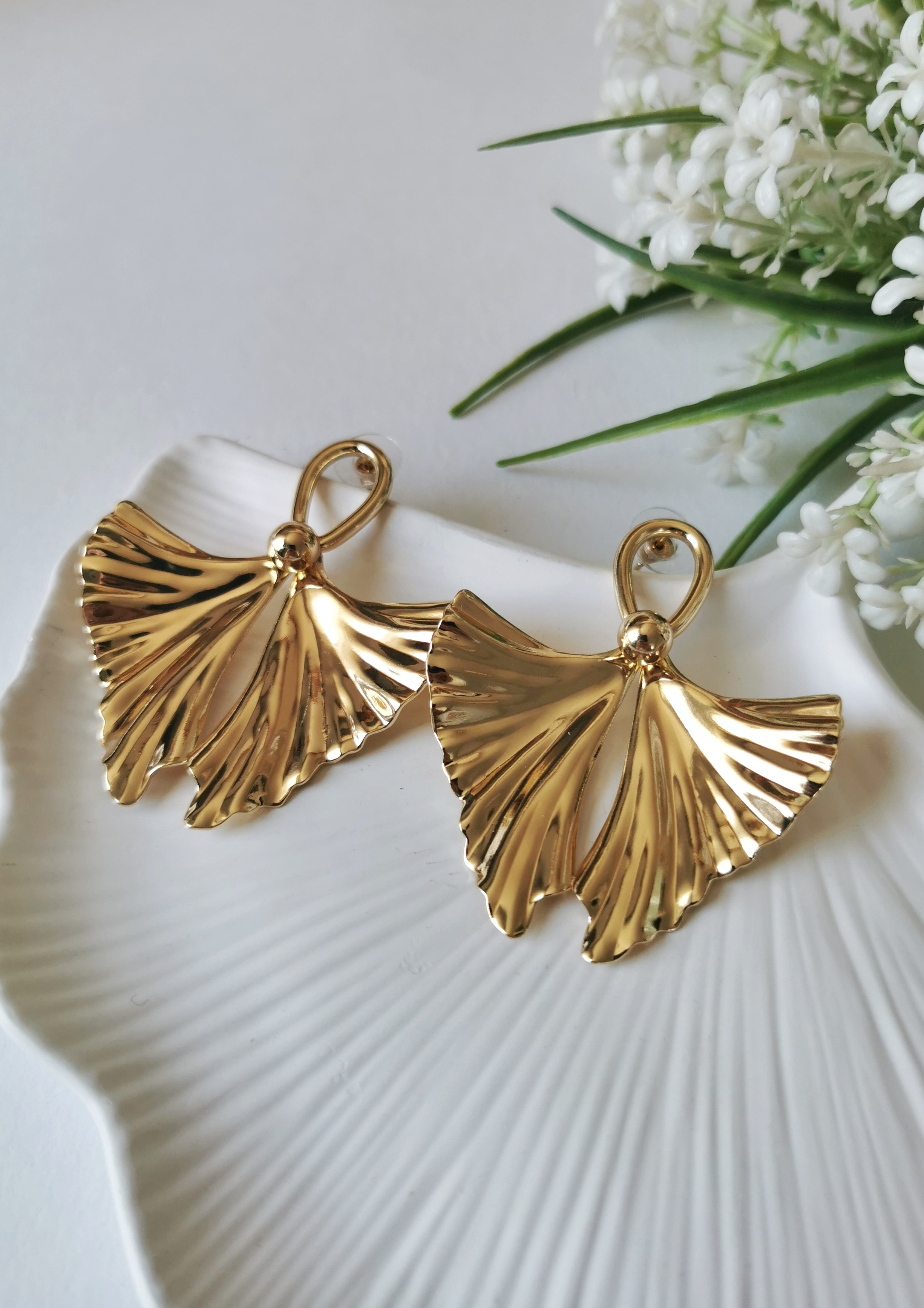 Golden Fan Çelik Küpe