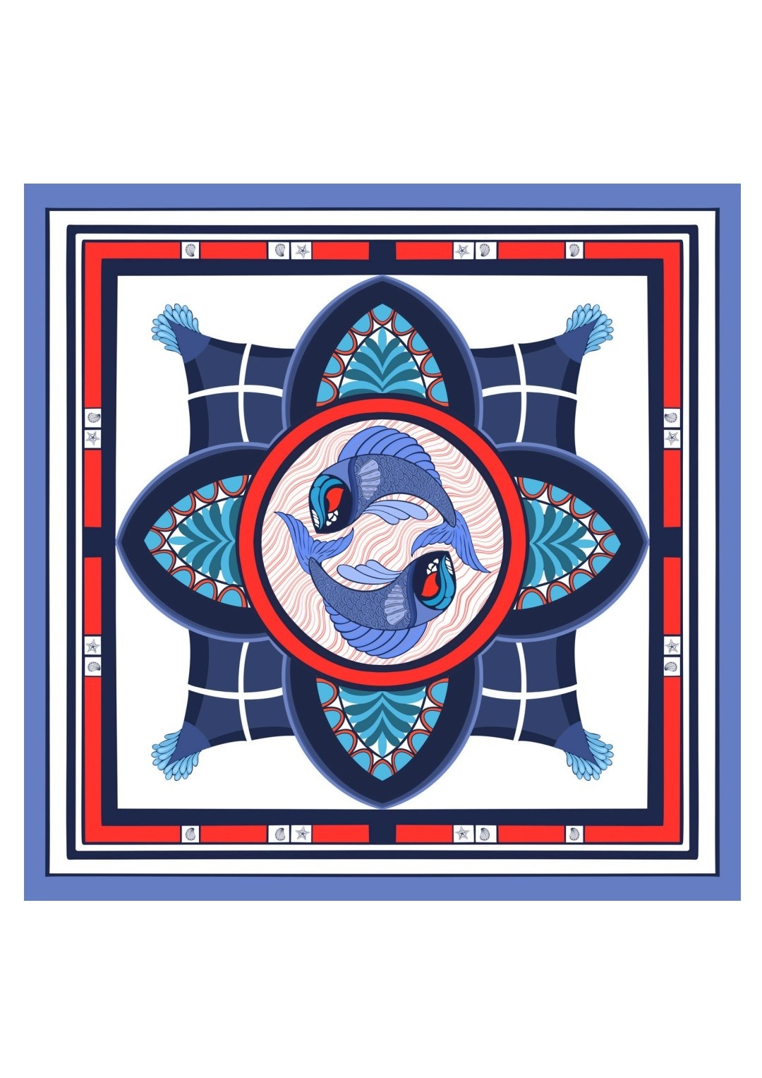Koi Harmony Desenli Saten Fular