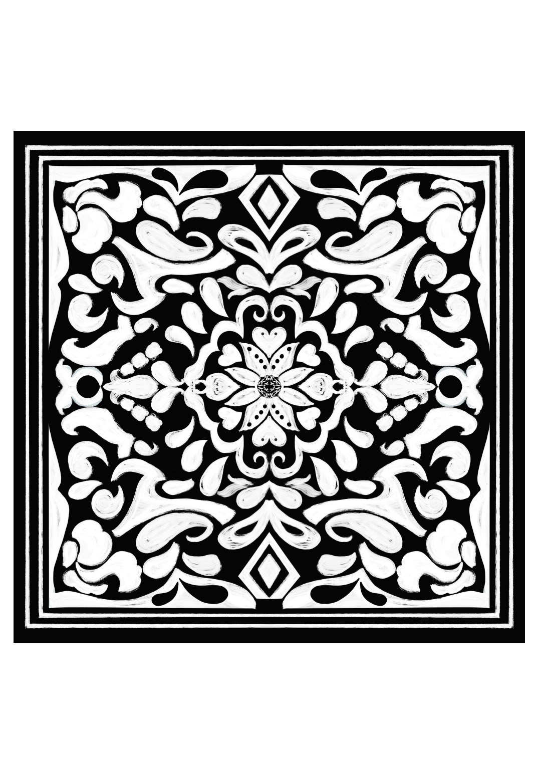 Monochrome Desenli Saten Fular