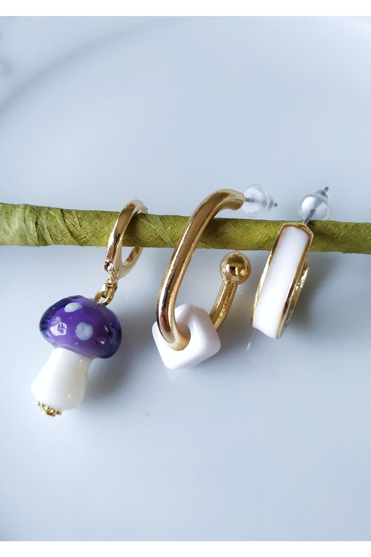 Murano Mantar Küpe 3'lü Set