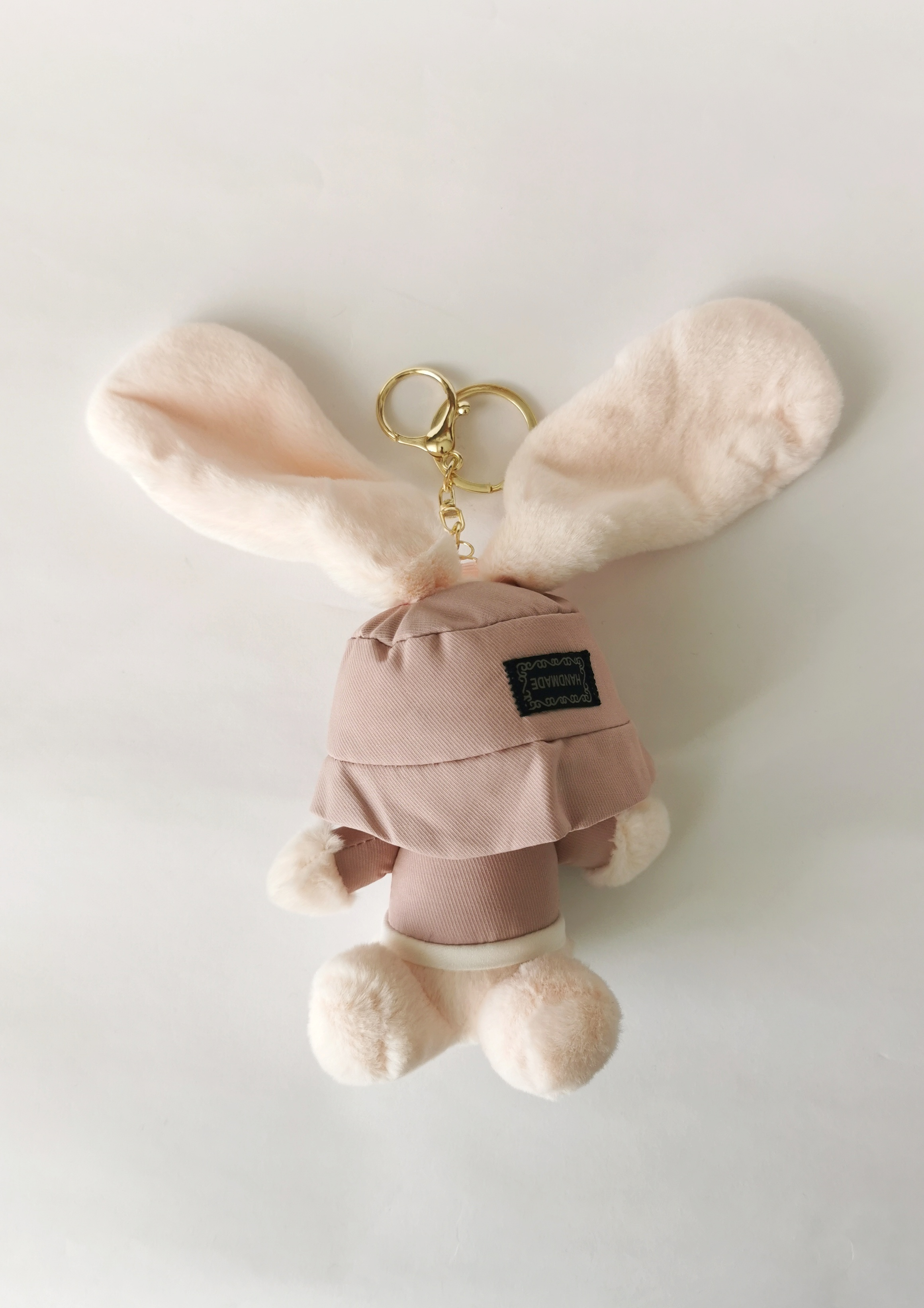 Sevimli Uzun Kulaklı Tavşan Peluş Oyuncak Anahtarlık Charm Pembe