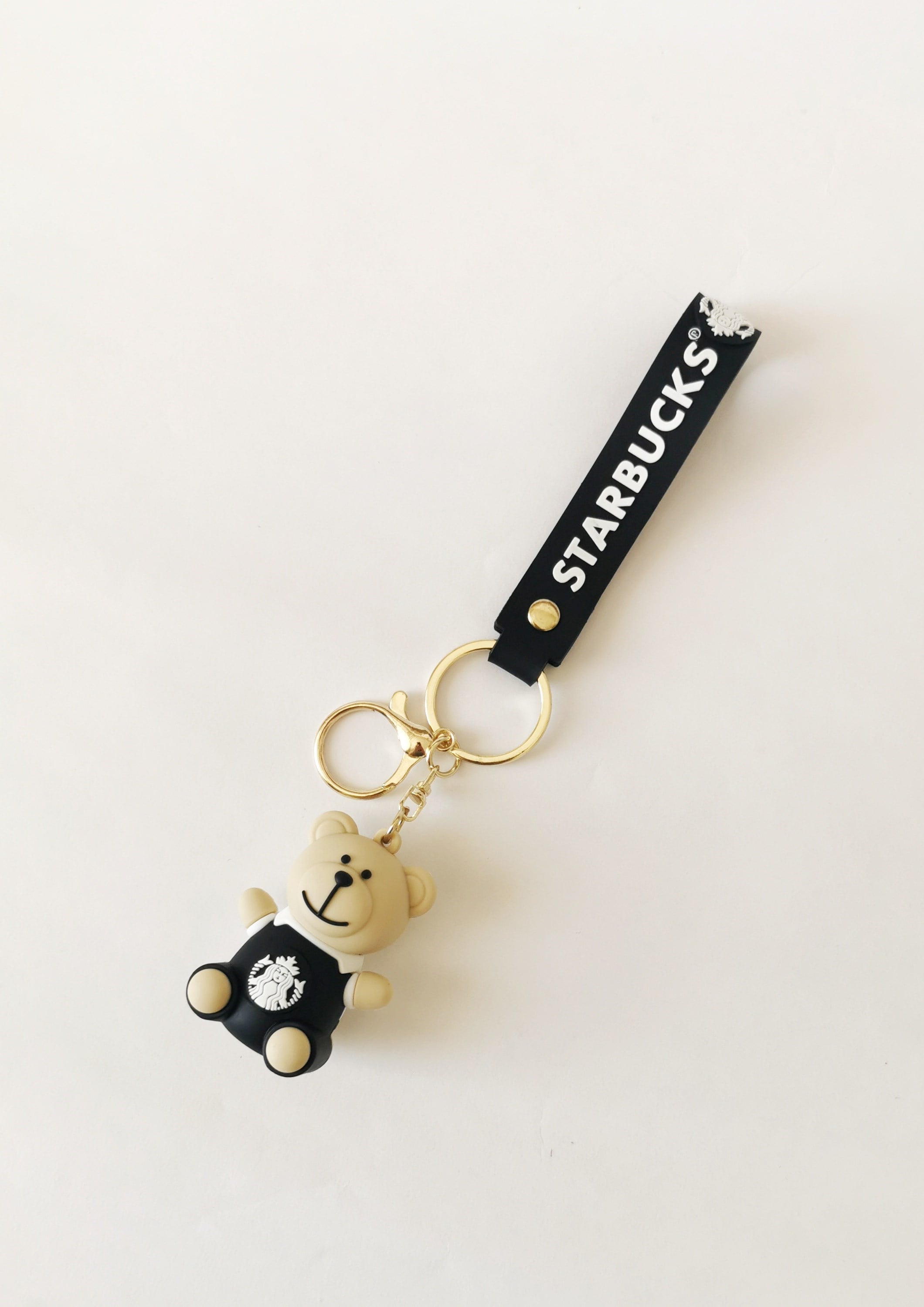 Silikon Sevimli Ayıcık Figürlü Kahve Temalı Charm Anahtarlık Aksesuar Siyah