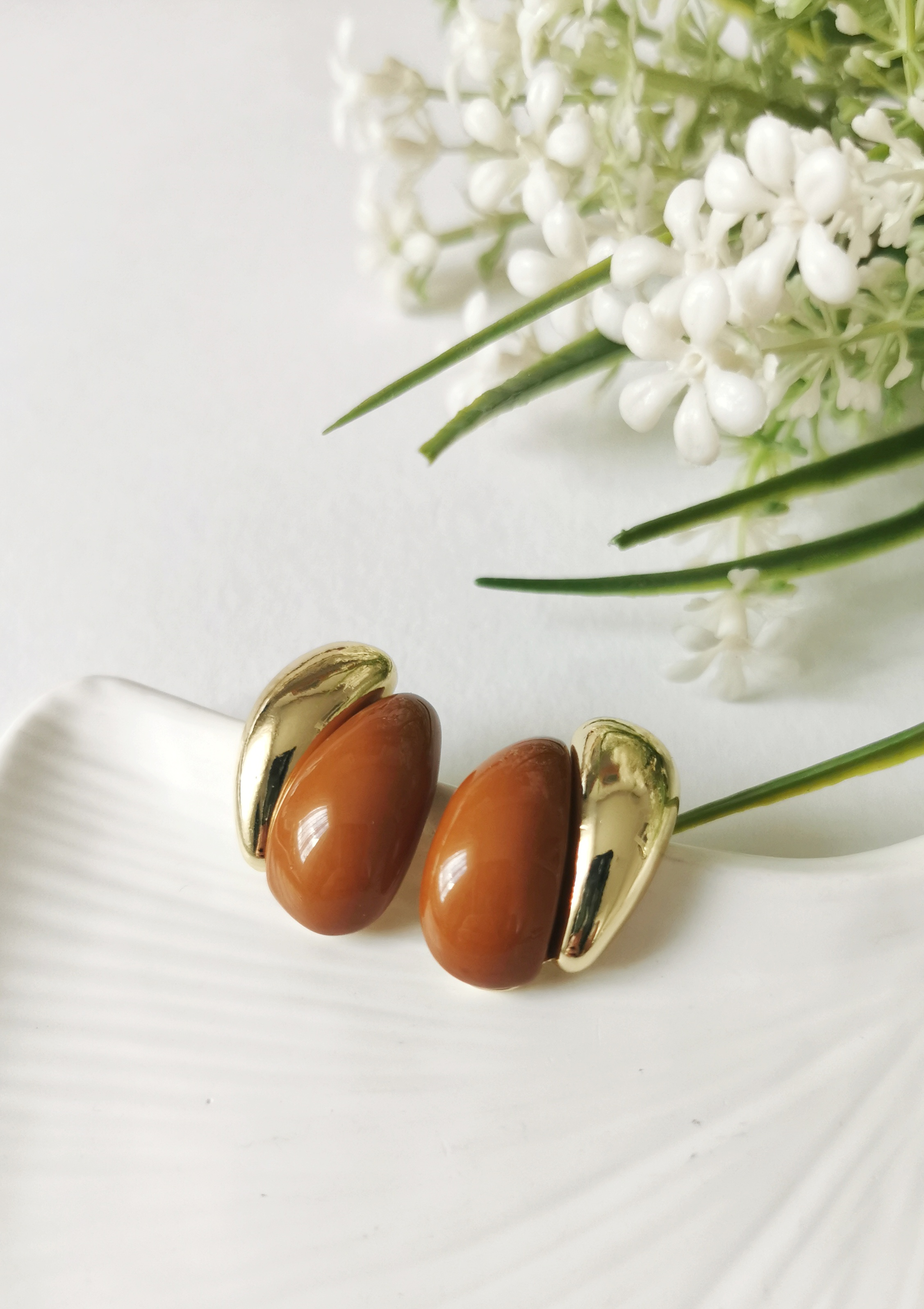Terra Glow Oval Kahverengi Küpe
