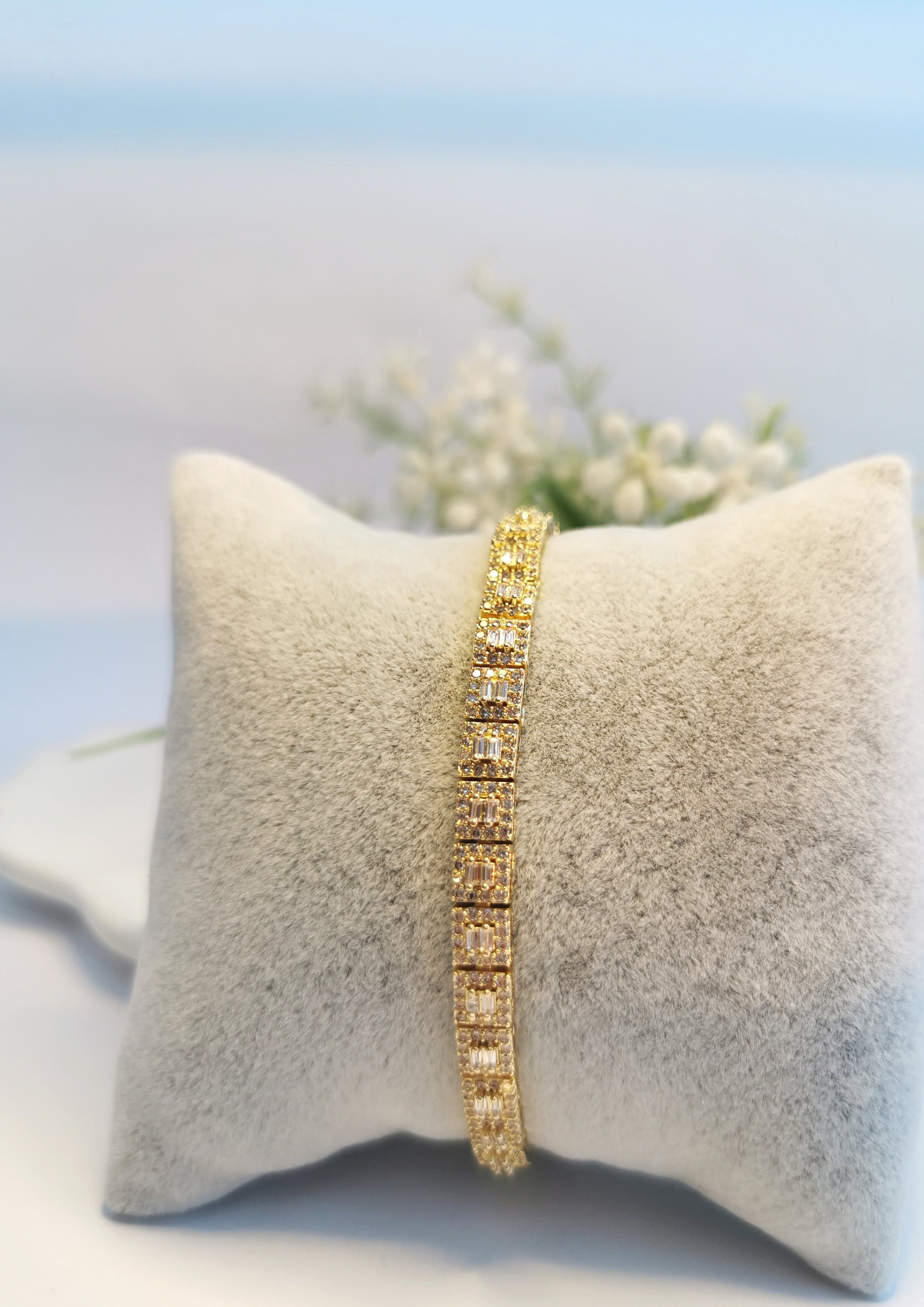 VIP Gold Baget Zirkon Çelik Bileklik