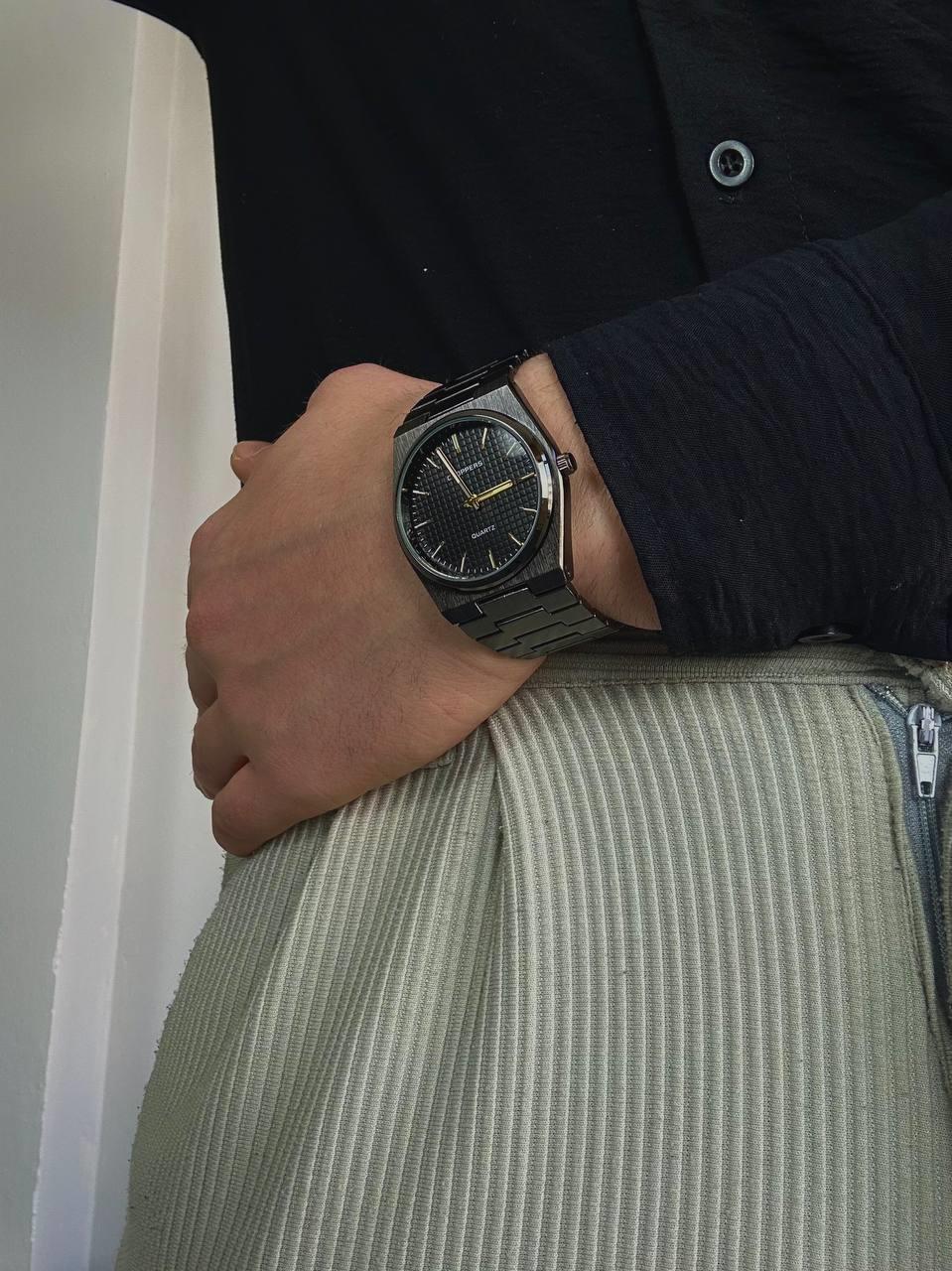 C.S Matte Black Cord Vintage Wristhwatch