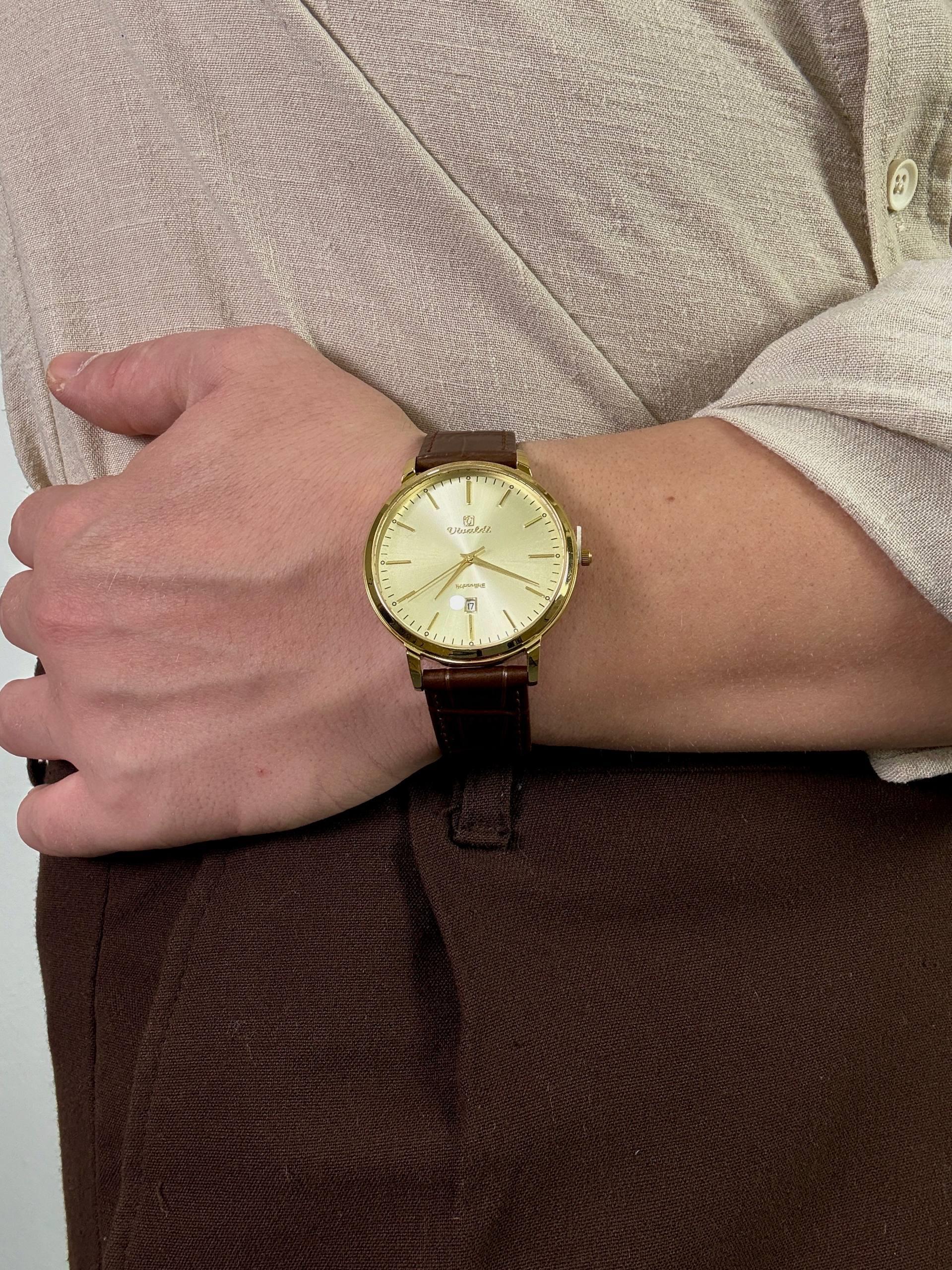 Dark Brown 92 S Leather Cord Vintage Wristhwatch VV