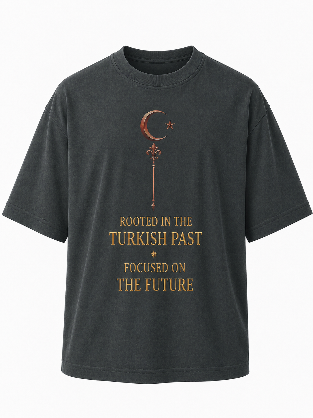 Eskitme Gold Ay Yıldız Premıum Zümrüt Yeşili Oversize T-shırt