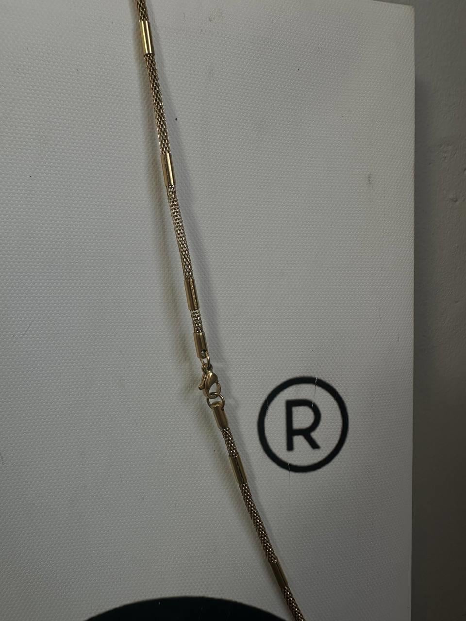 Gold Long Cylinder Necklace