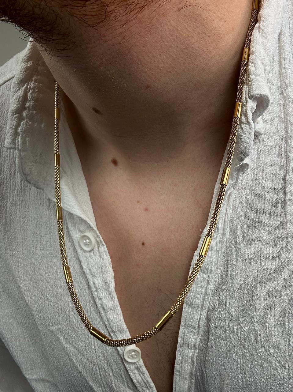Gold Long Cylinder Necklace