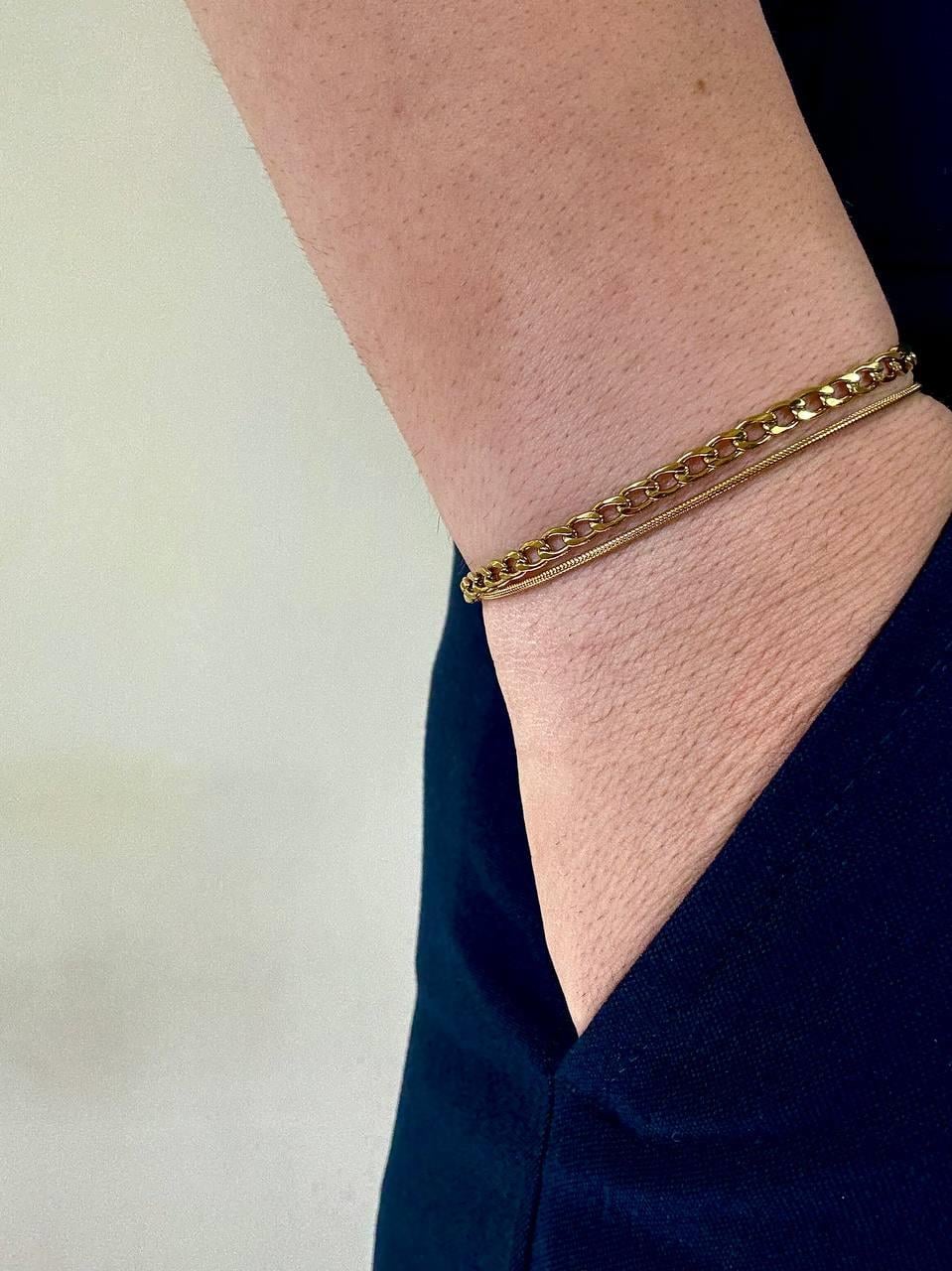 Gold Single Chain Pipe Bracelet
