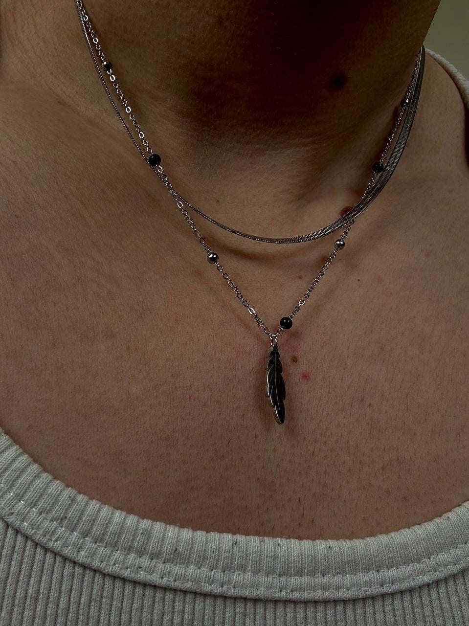 Silver Ball Leaf Necklace