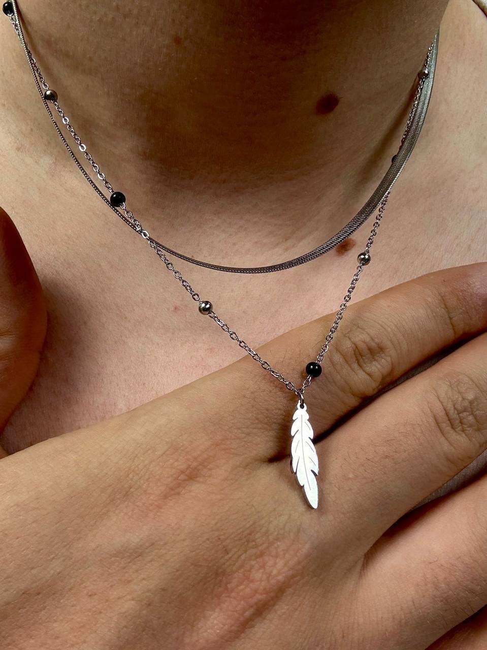 Silver Ball Leaf Necklace