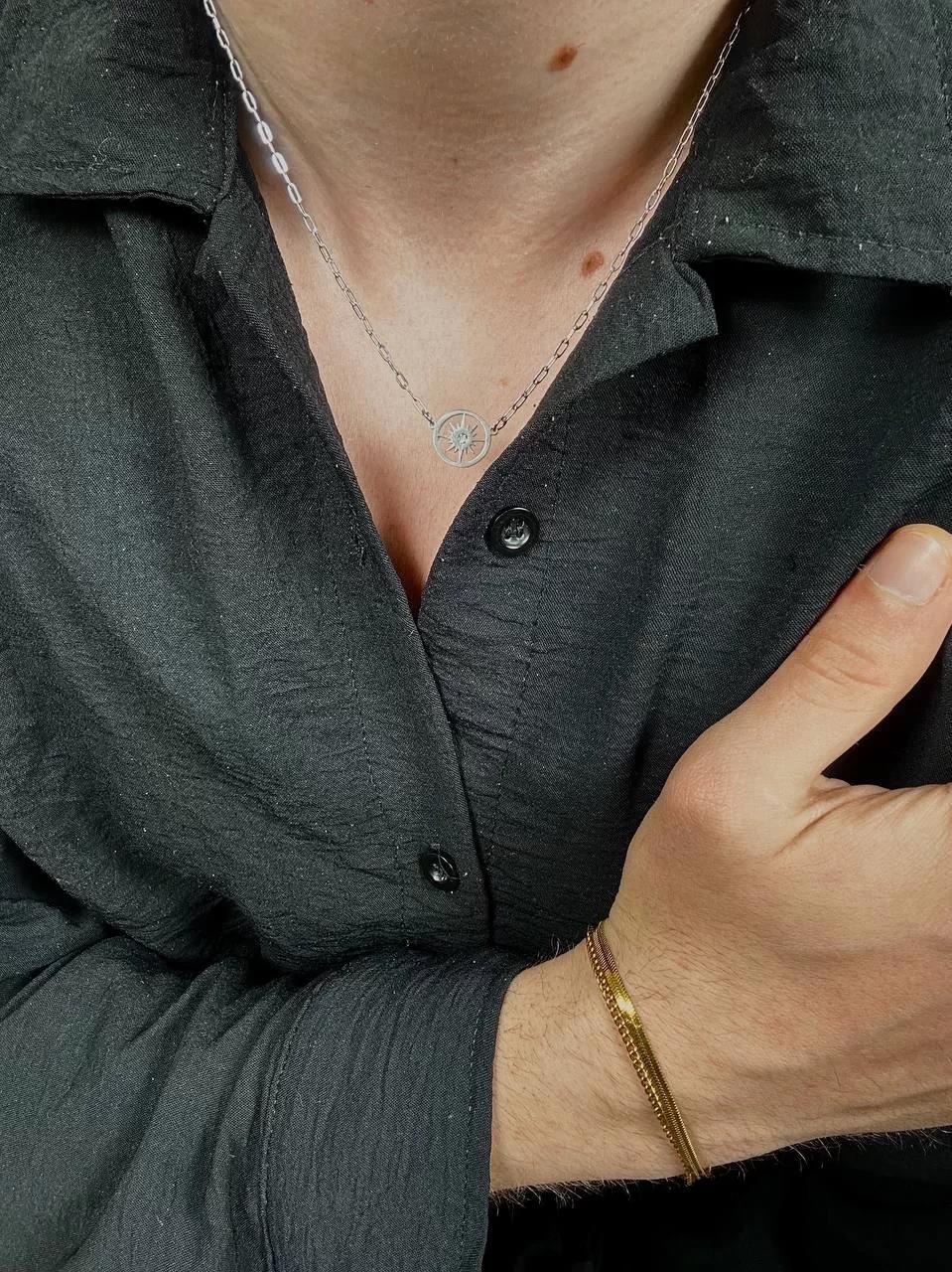Silver Compass Necklace