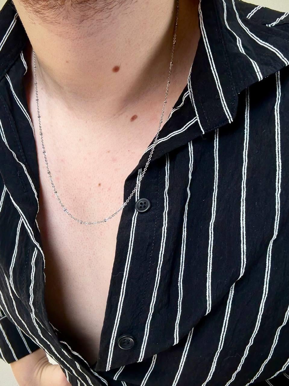Silver Hexagon Dot Chain Necklace