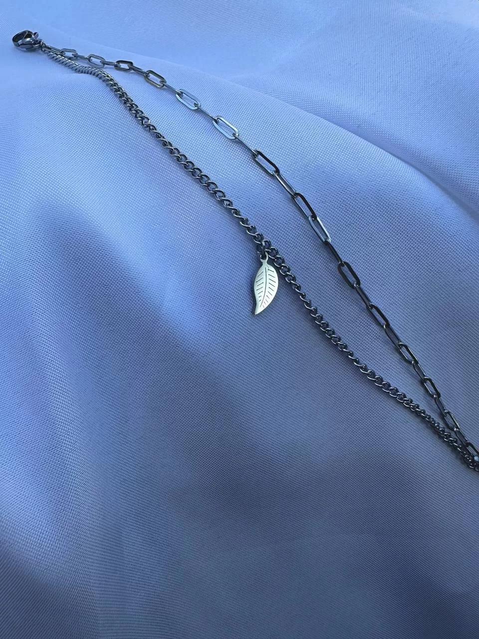 Silver Long Chain Leaf Bracelet