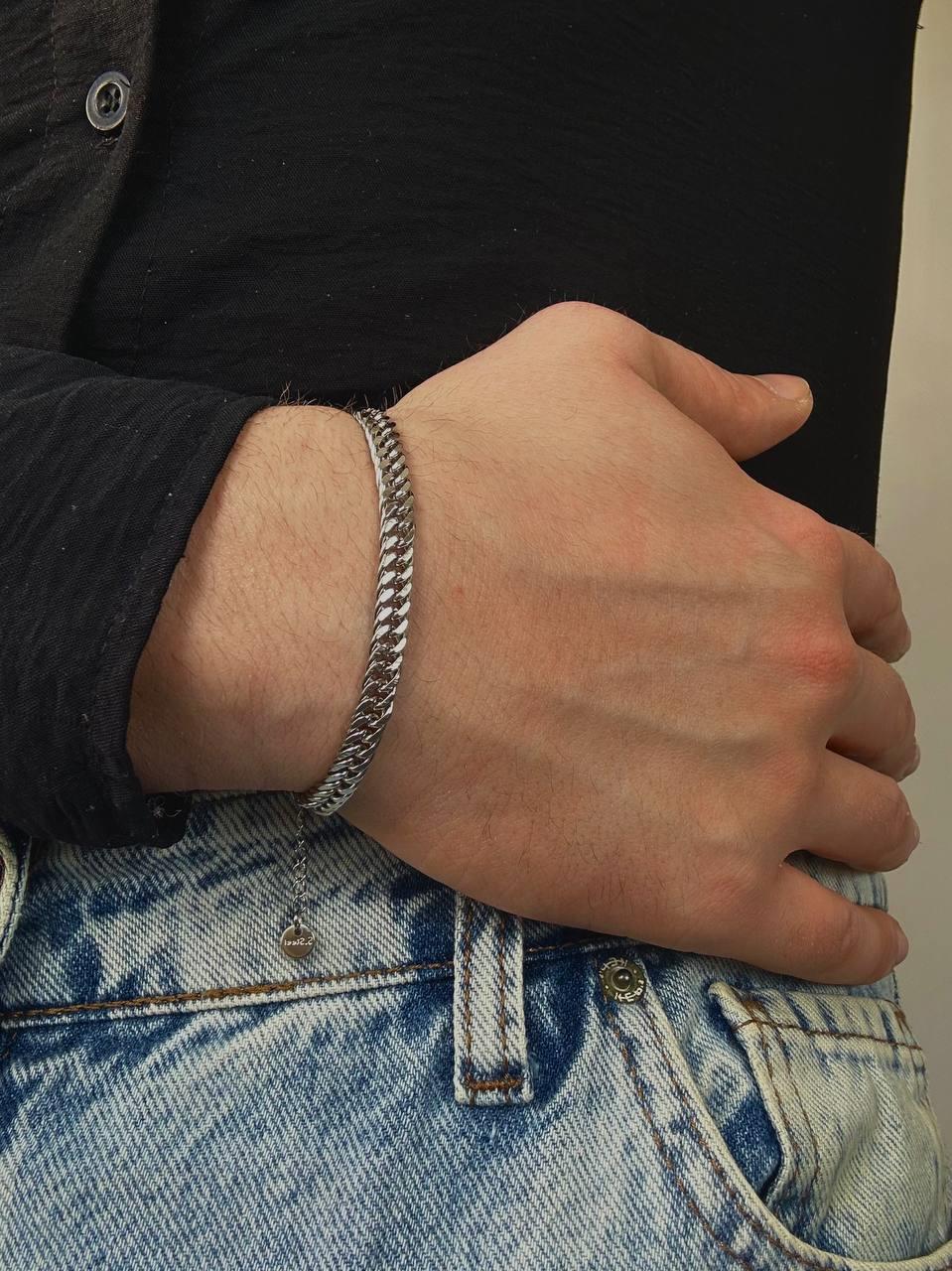 Silver Medium Thick Bracelet