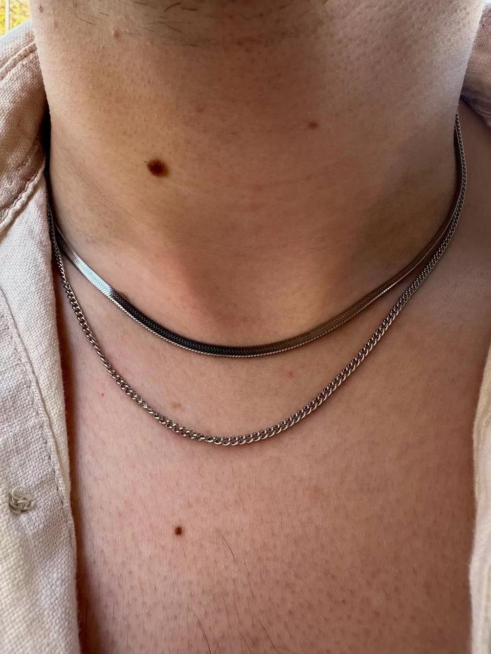 Silver Mirror Two Chain Necklace