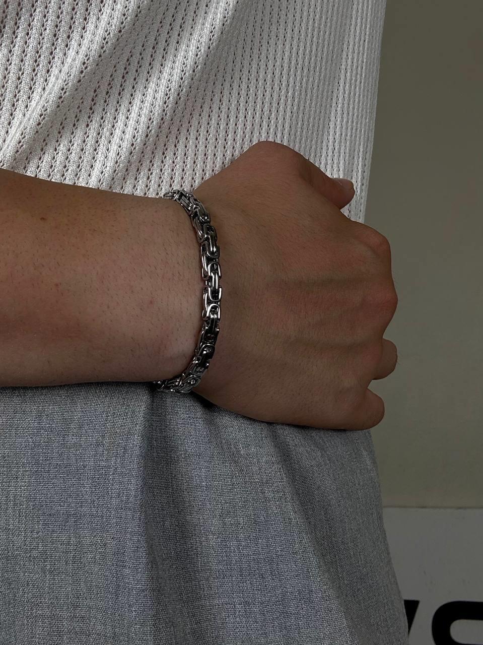 Silver Thick Steel Chain Bracelet