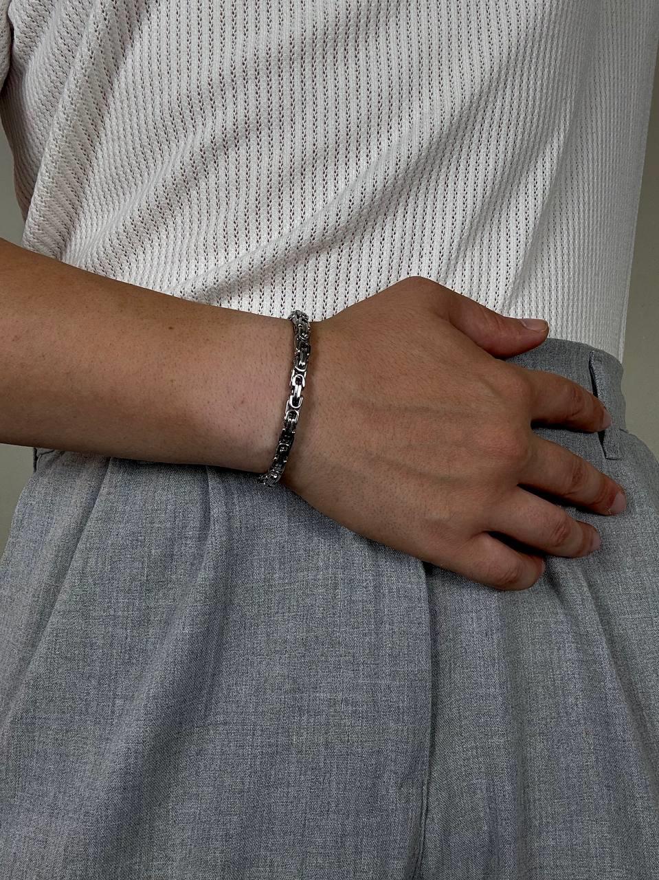 Silver Thick Steel Chain Bracelet