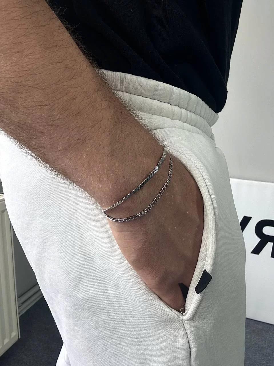 Silver Two Chain Mirror Bracelet