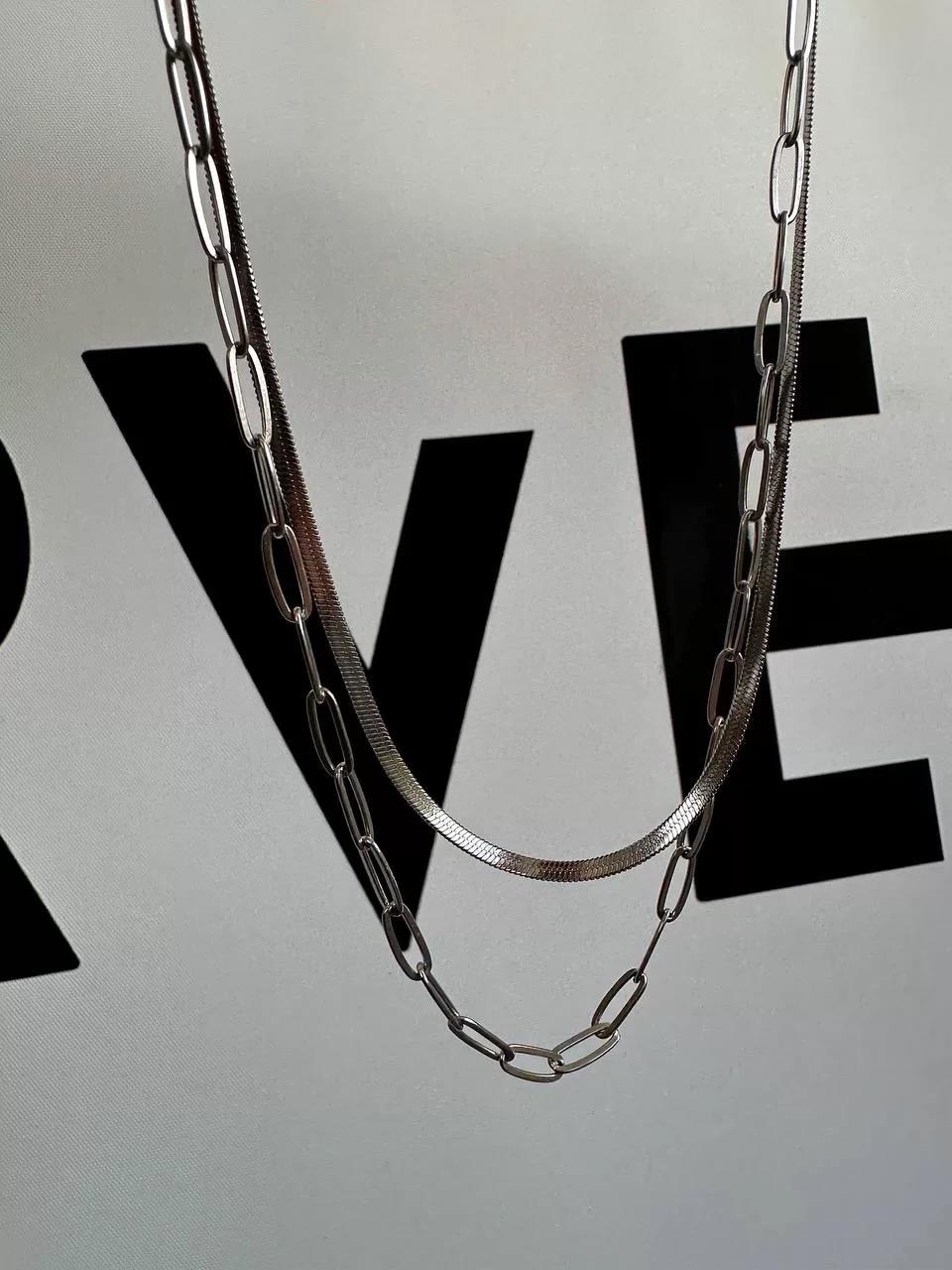 Silver Two Chain Necklace