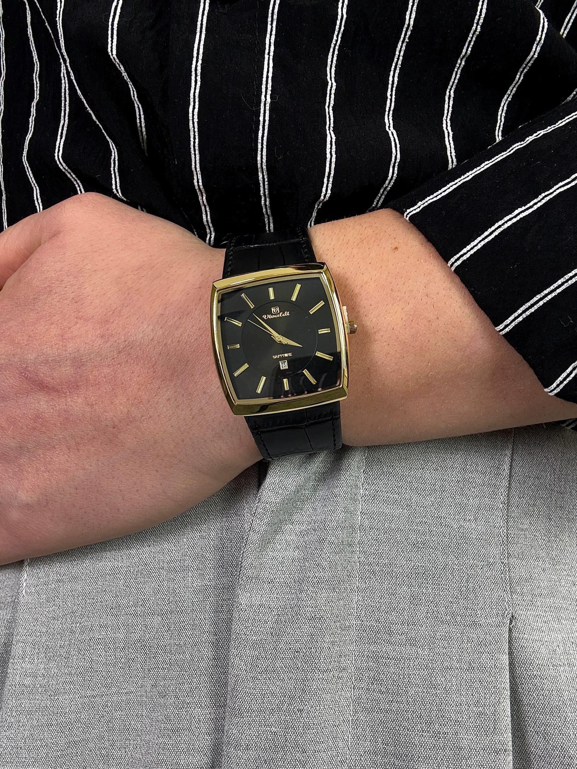 Sunset Black Leather Cord Vintage Wristhwatch VV