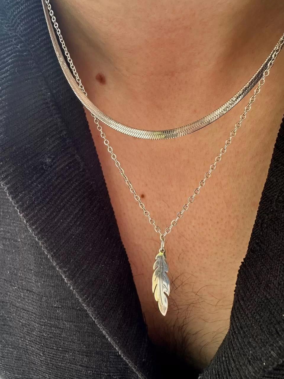 Two Chain Leaf Necklace