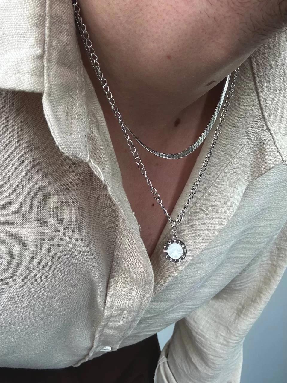 Two Chain White Stone Necklace