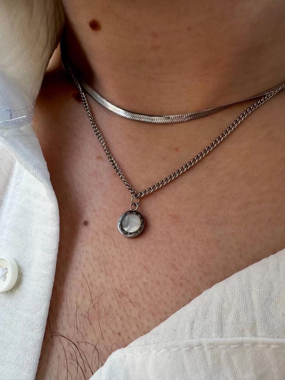 Two Chain White Stone Necklace