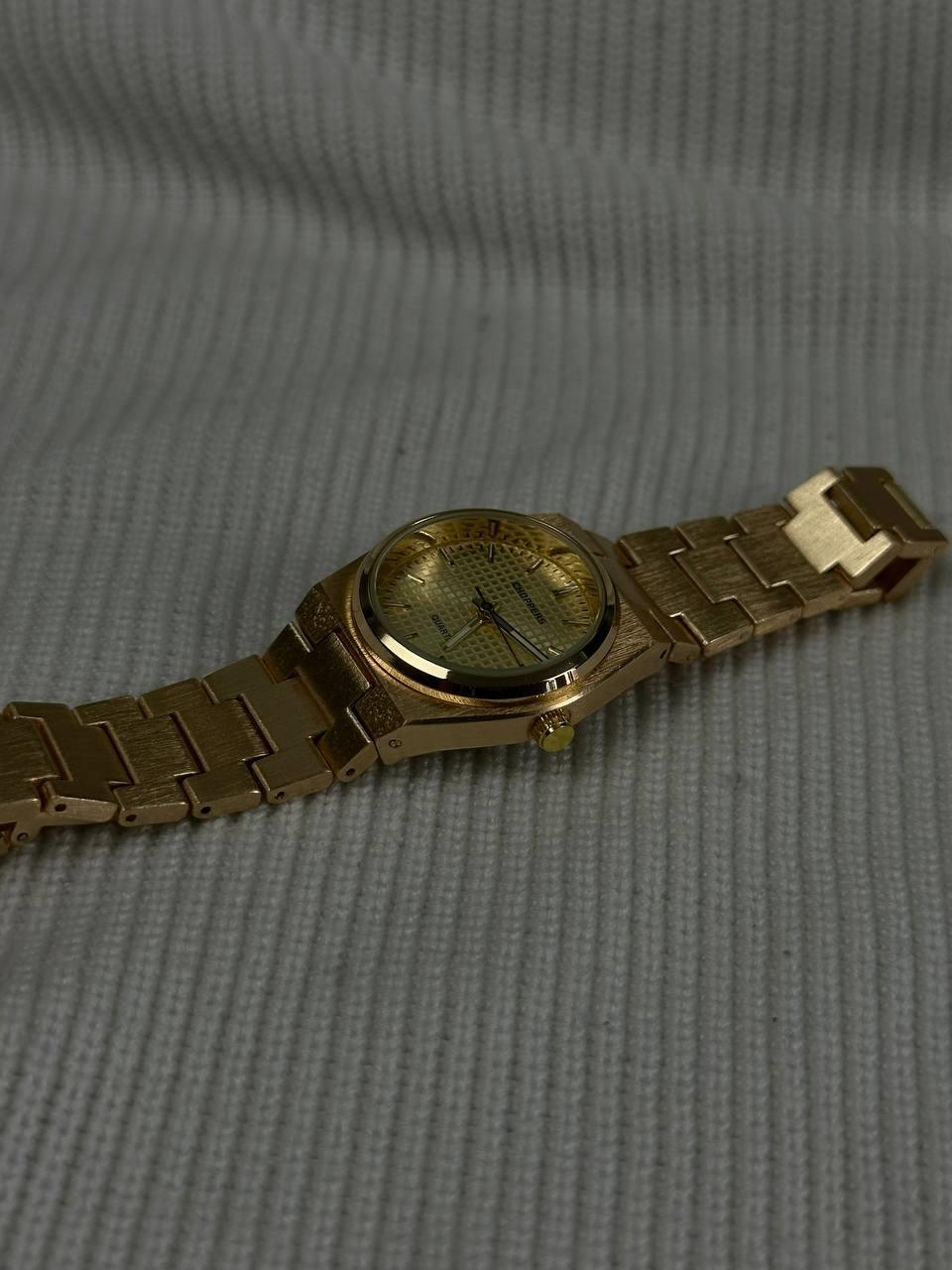 Woman White Screen Gold Cord Vintage Wristhwatch