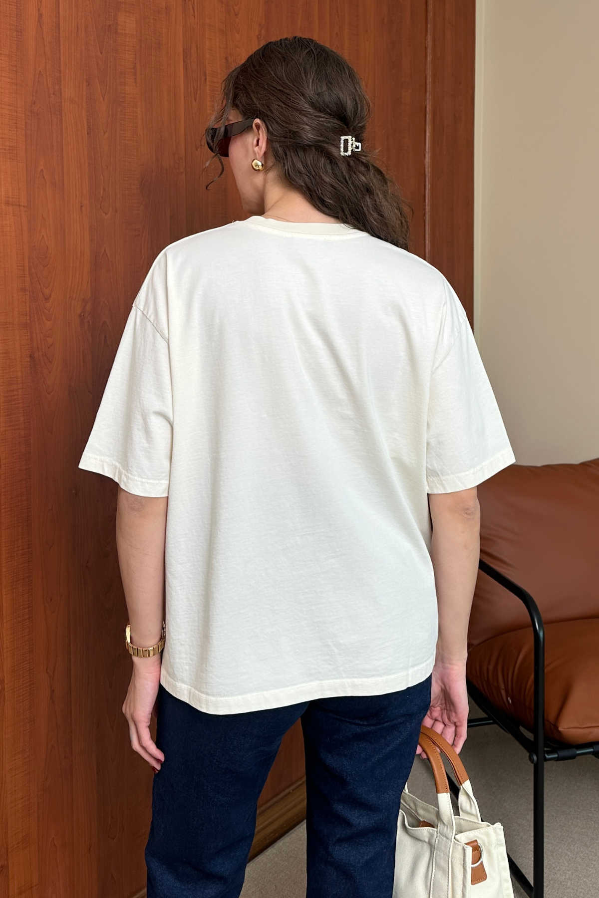 Araba Baskılı T-Shirt - KREM