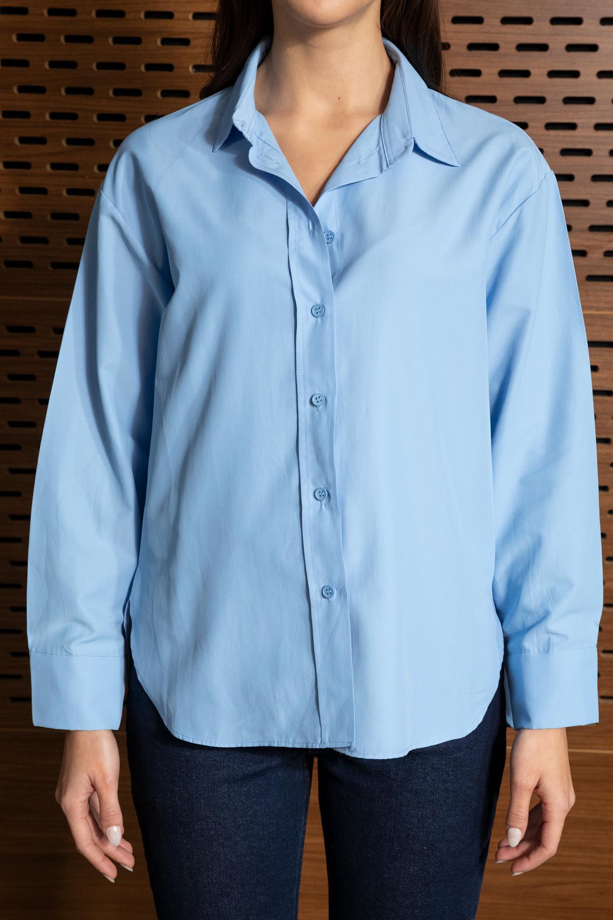 Basic Poplin Gömlek - MAVİ