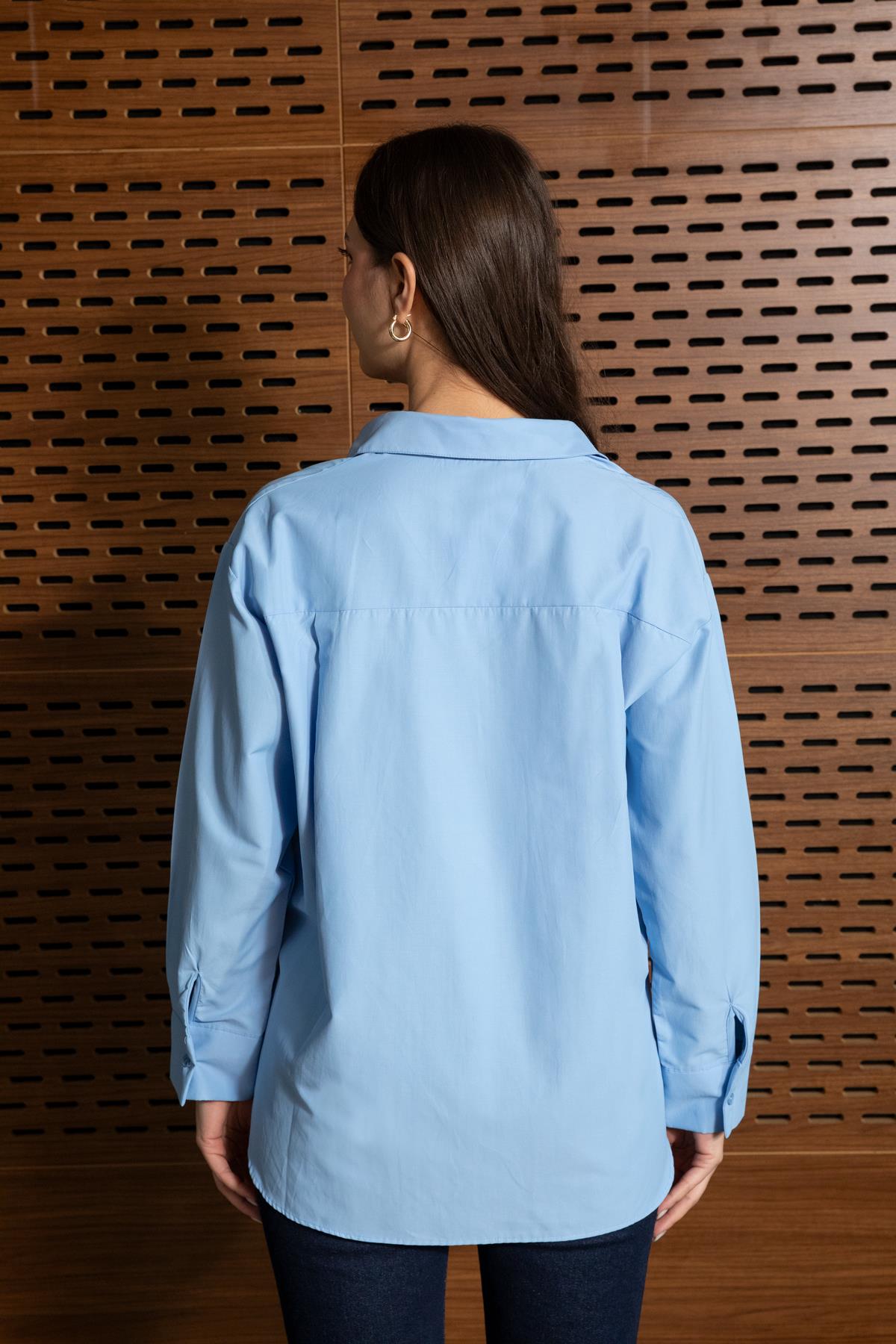 Basic Poplin Gömlek - MAVİ