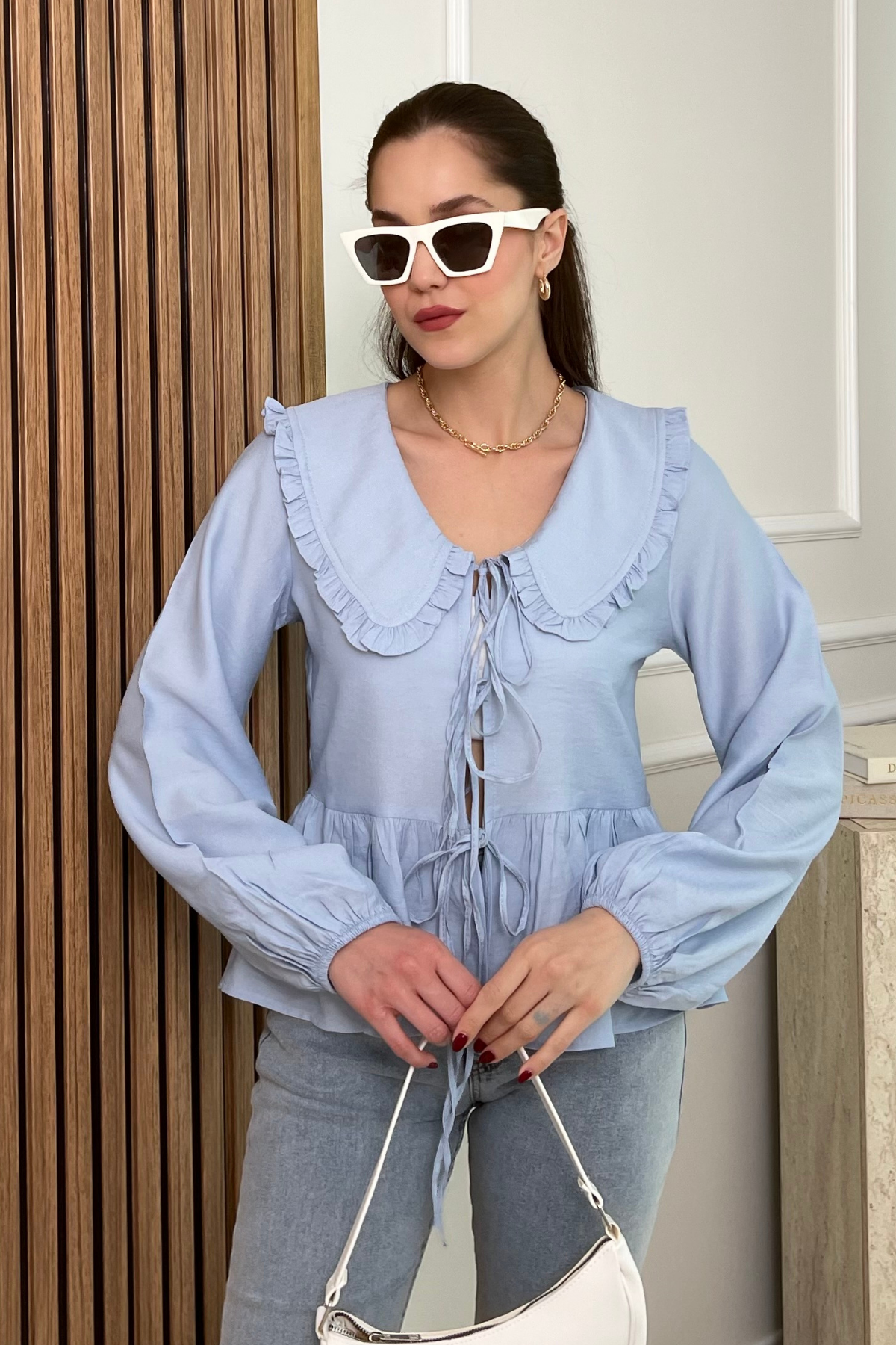 Bebe Yaka Bluz - MAVİ