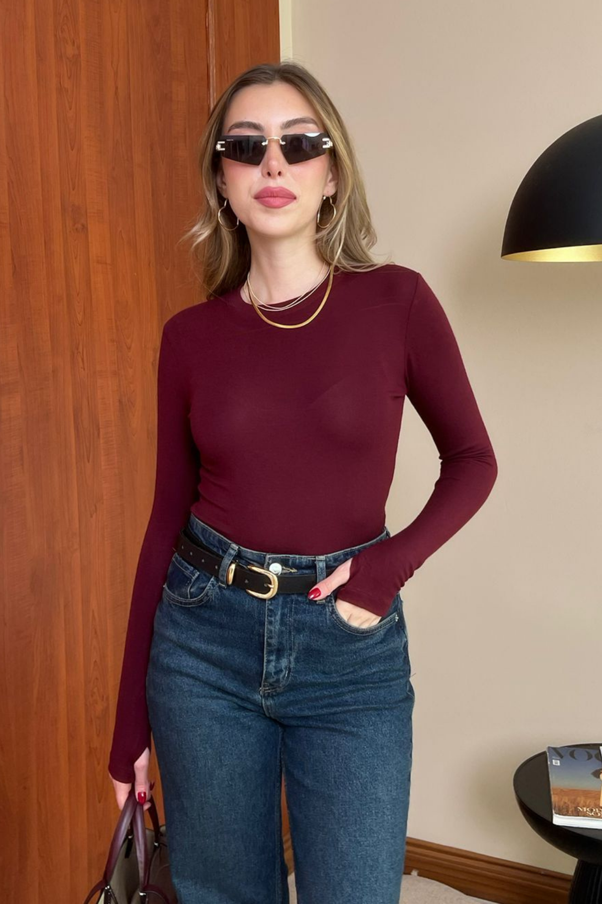Bisiklet Yaka Basic - BORDO