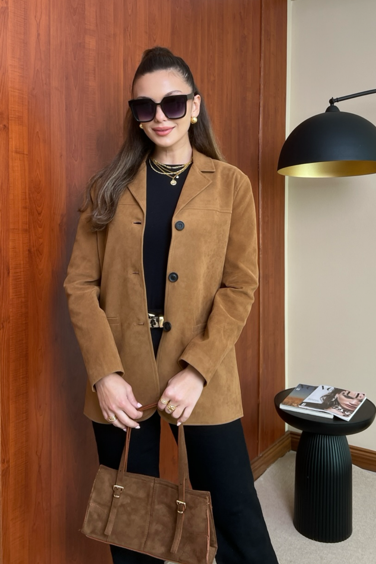 Blazer Süet Ceket - CAMEL