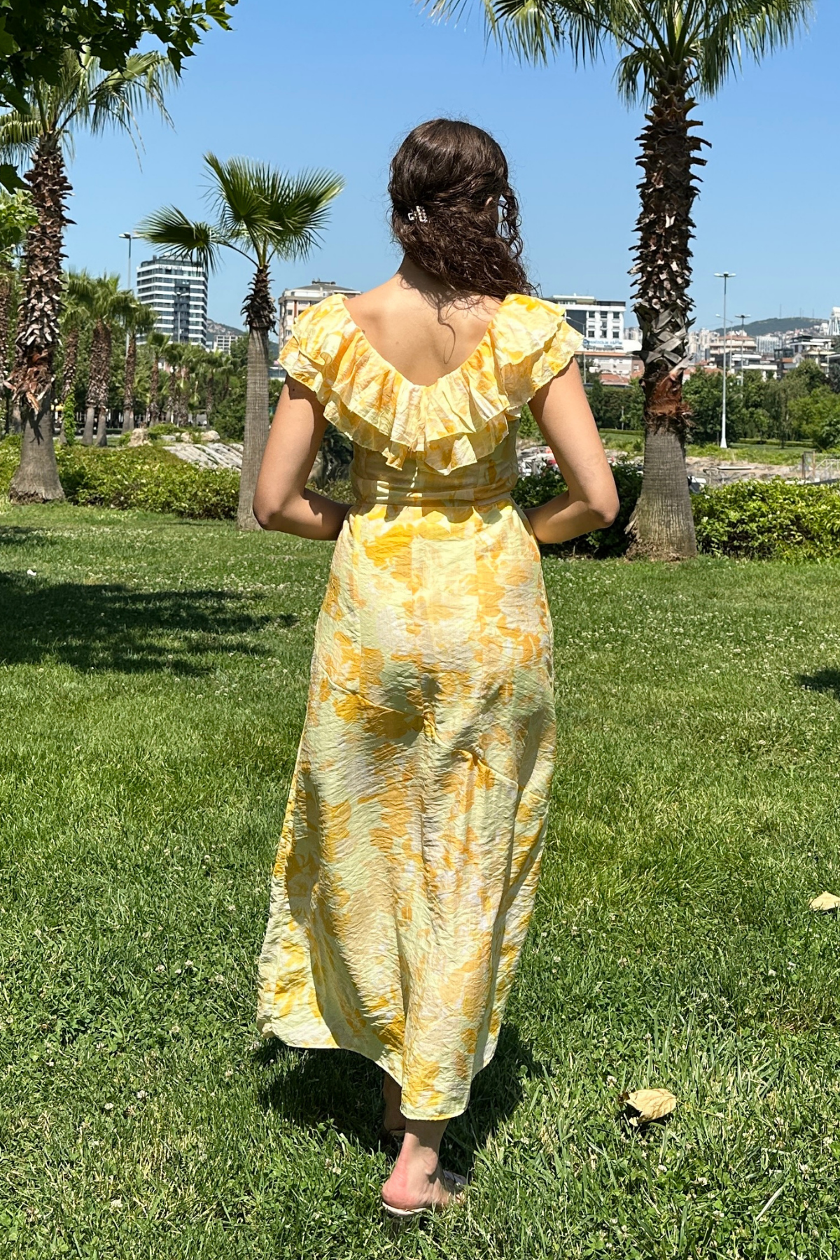 Çiçekli Elbise - SARI