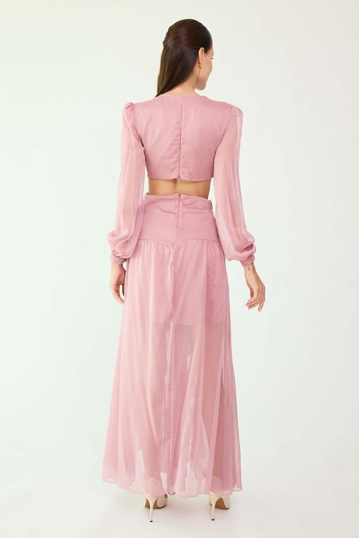 Dekolteli Abiye - PEMBE