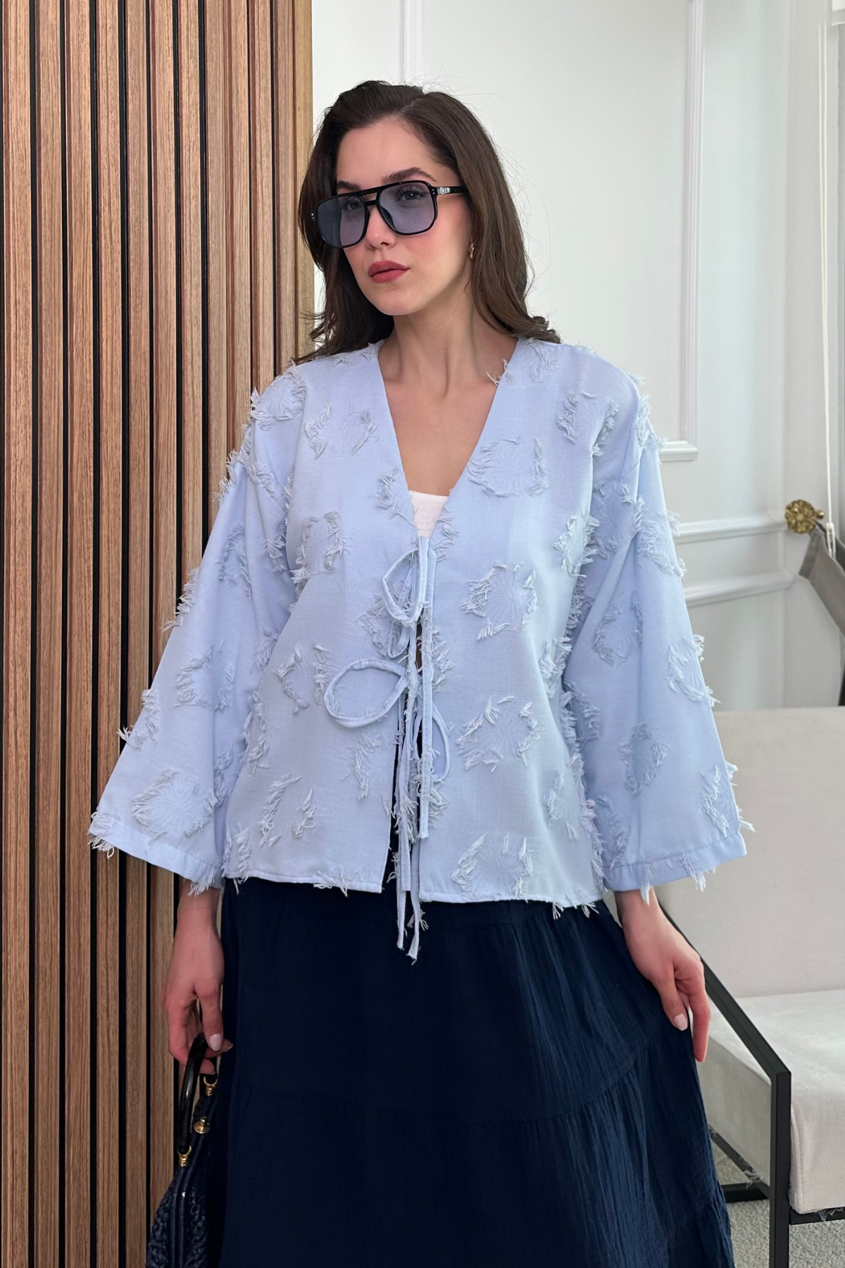 Dokulu Kimono - MAVİ