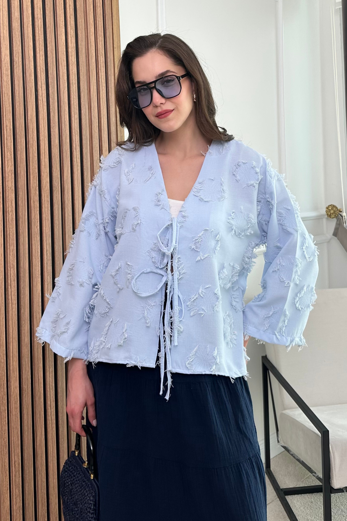 Dokulu Kimono - MAVİ