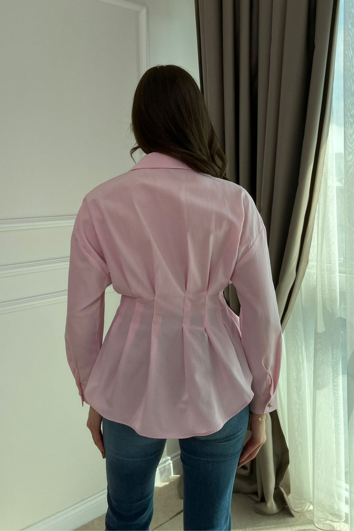 Drapeli Gömlek - PEMBE