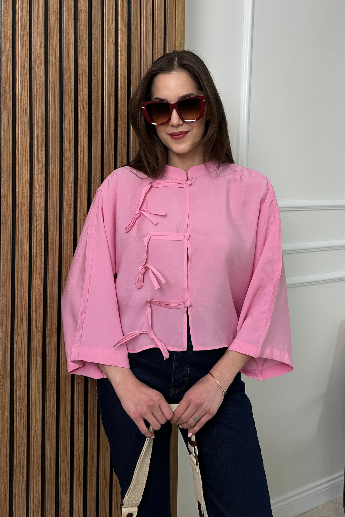 Fiyonk Detaylı Gömlek - PEMBE
