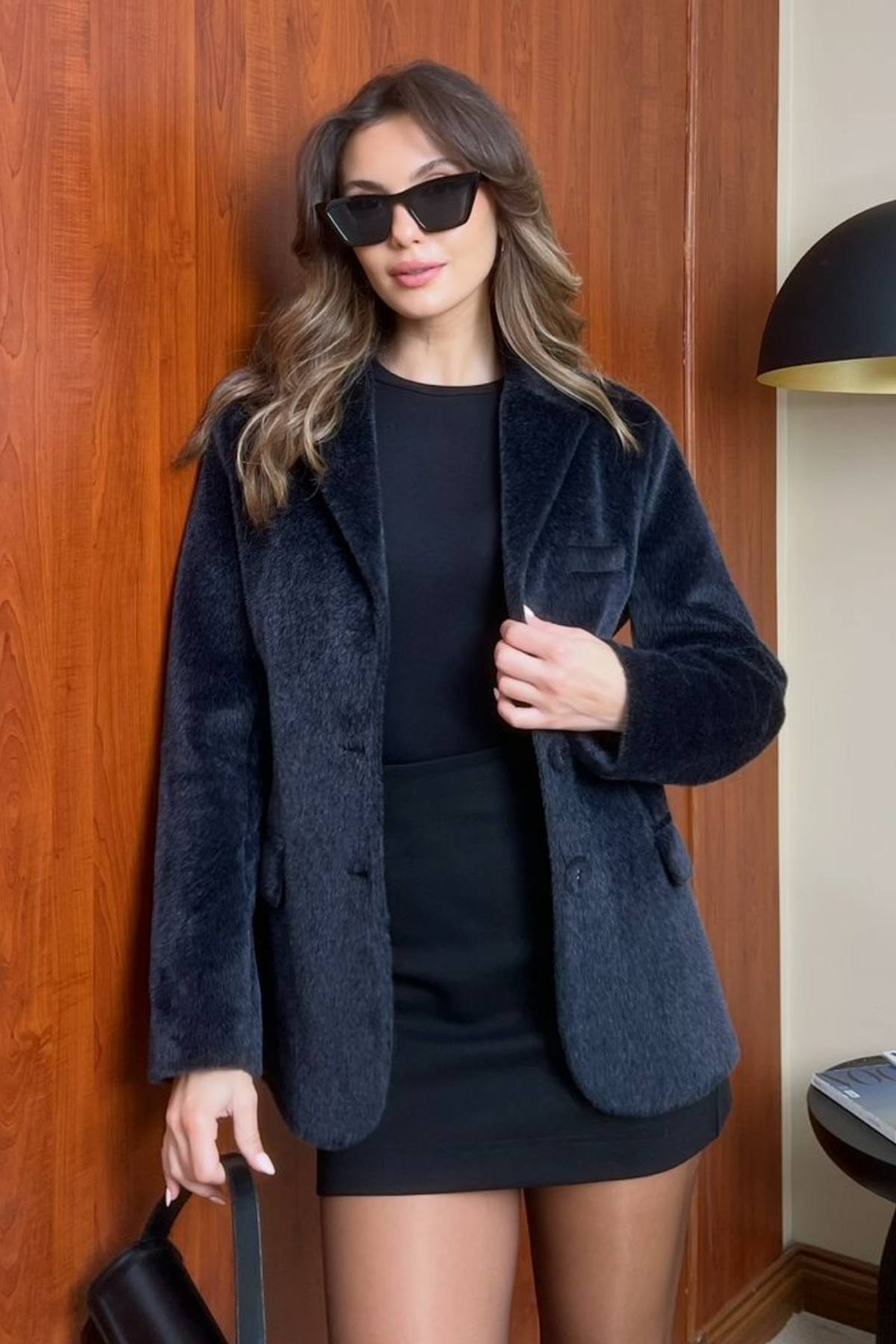 Fox Kürk Blazer Ceket - SİYAH