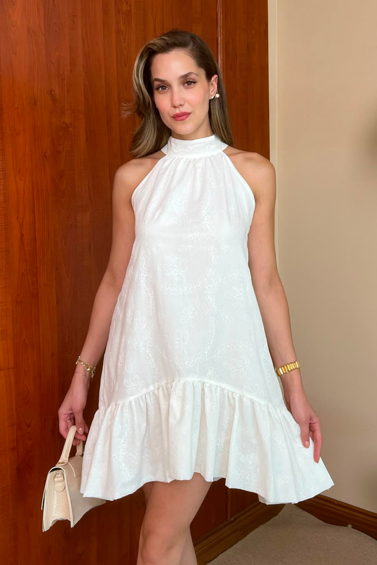 Halter Yaka Fisto Elbise - BEYAZ
