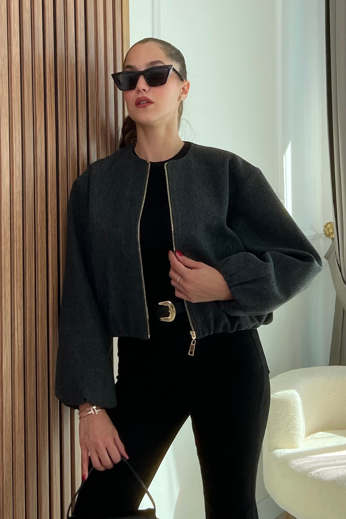 Kaşe Bomber Ceket - GRİ