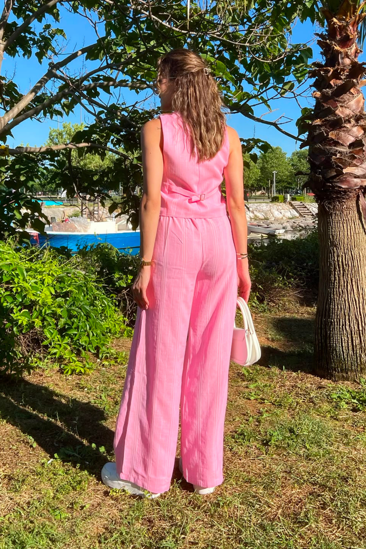 Keten Şeritli Takım - PEMBE