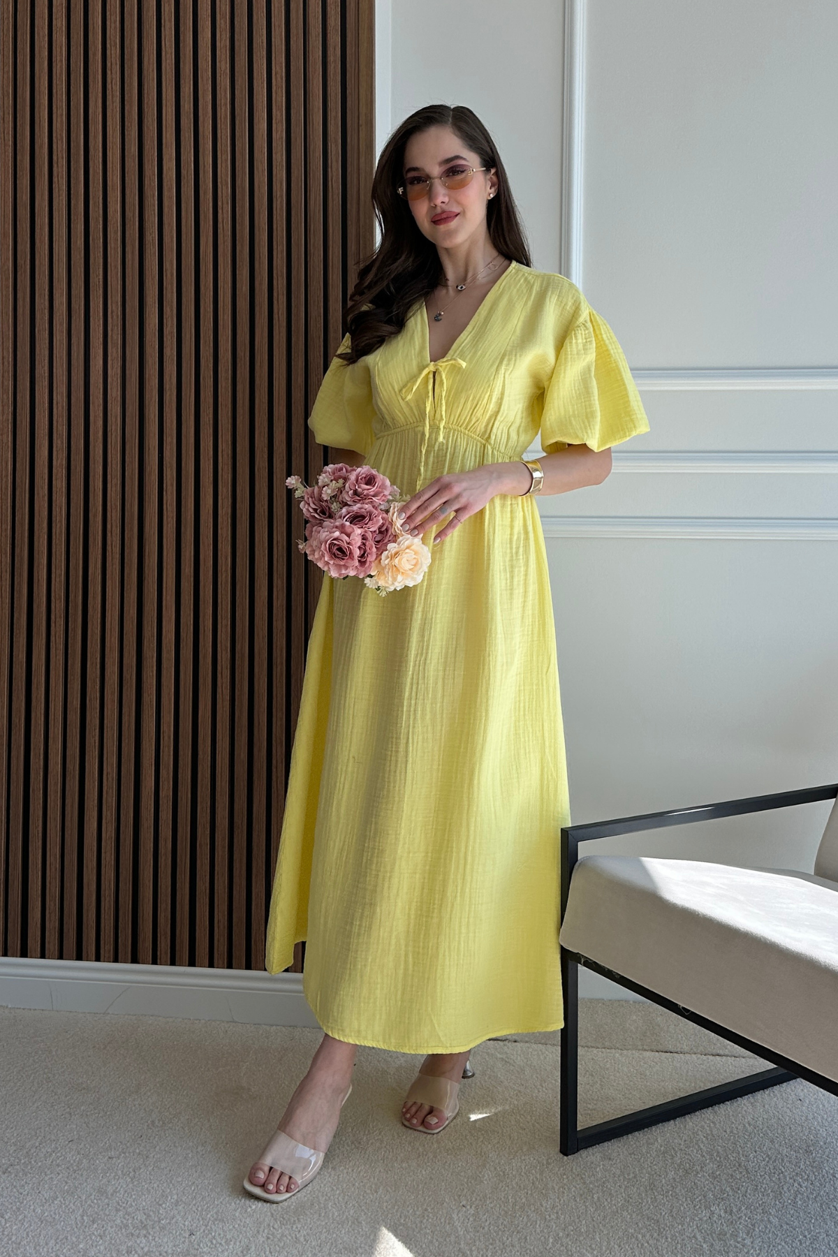 Müslin Elbise - SARI